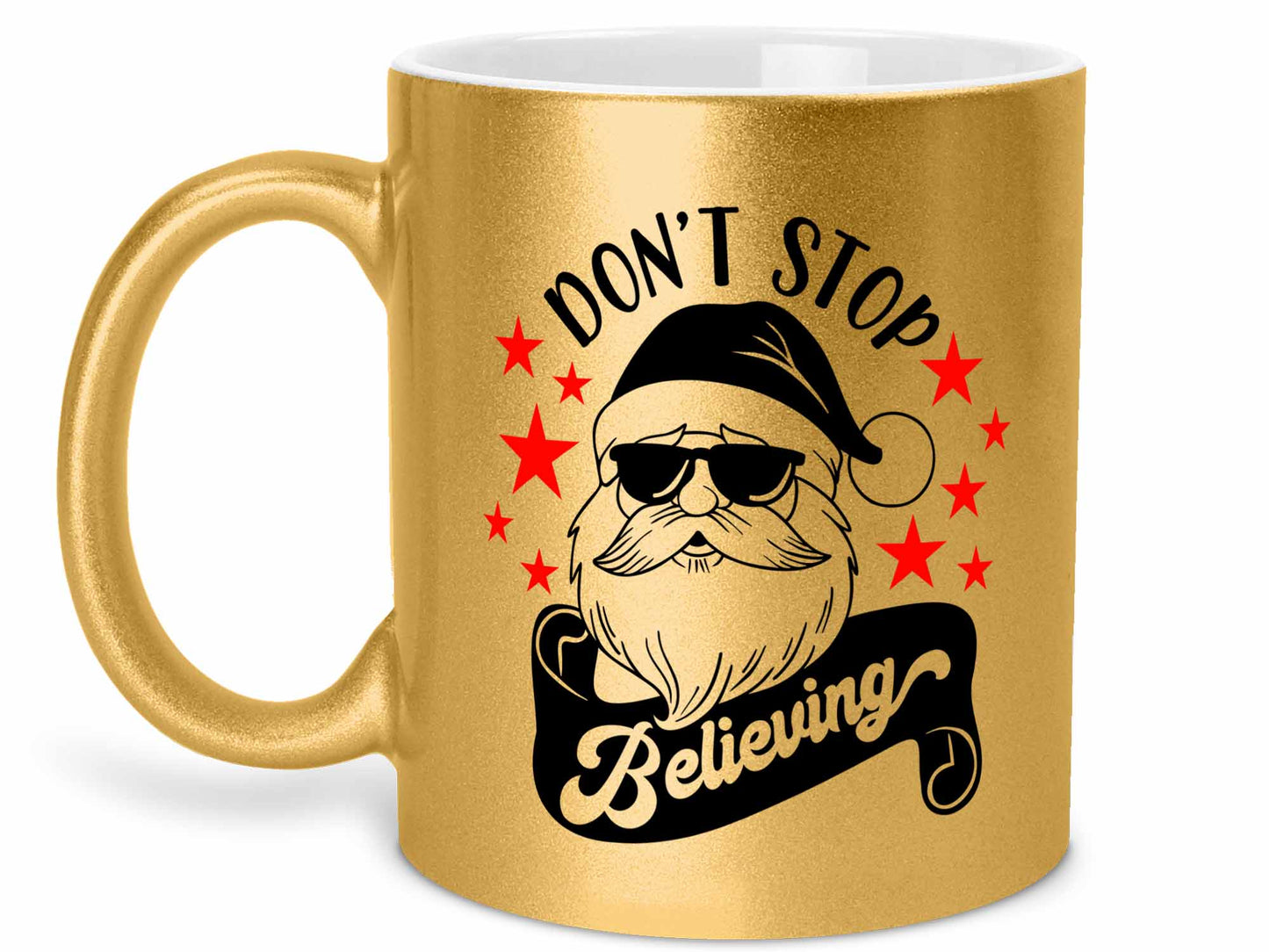 Don't Stop Believing Santa Coffee Mug