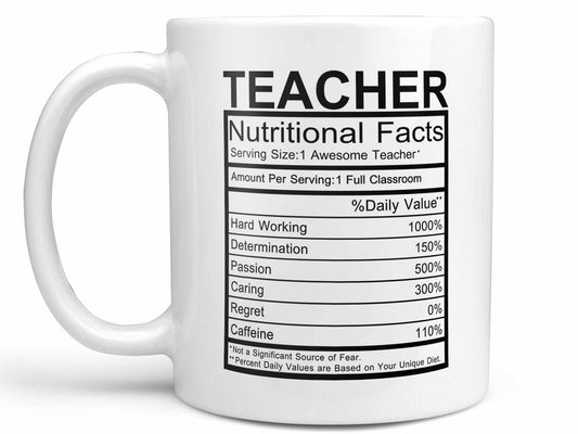 Teacher Nutritional Facts Coffee Mug
