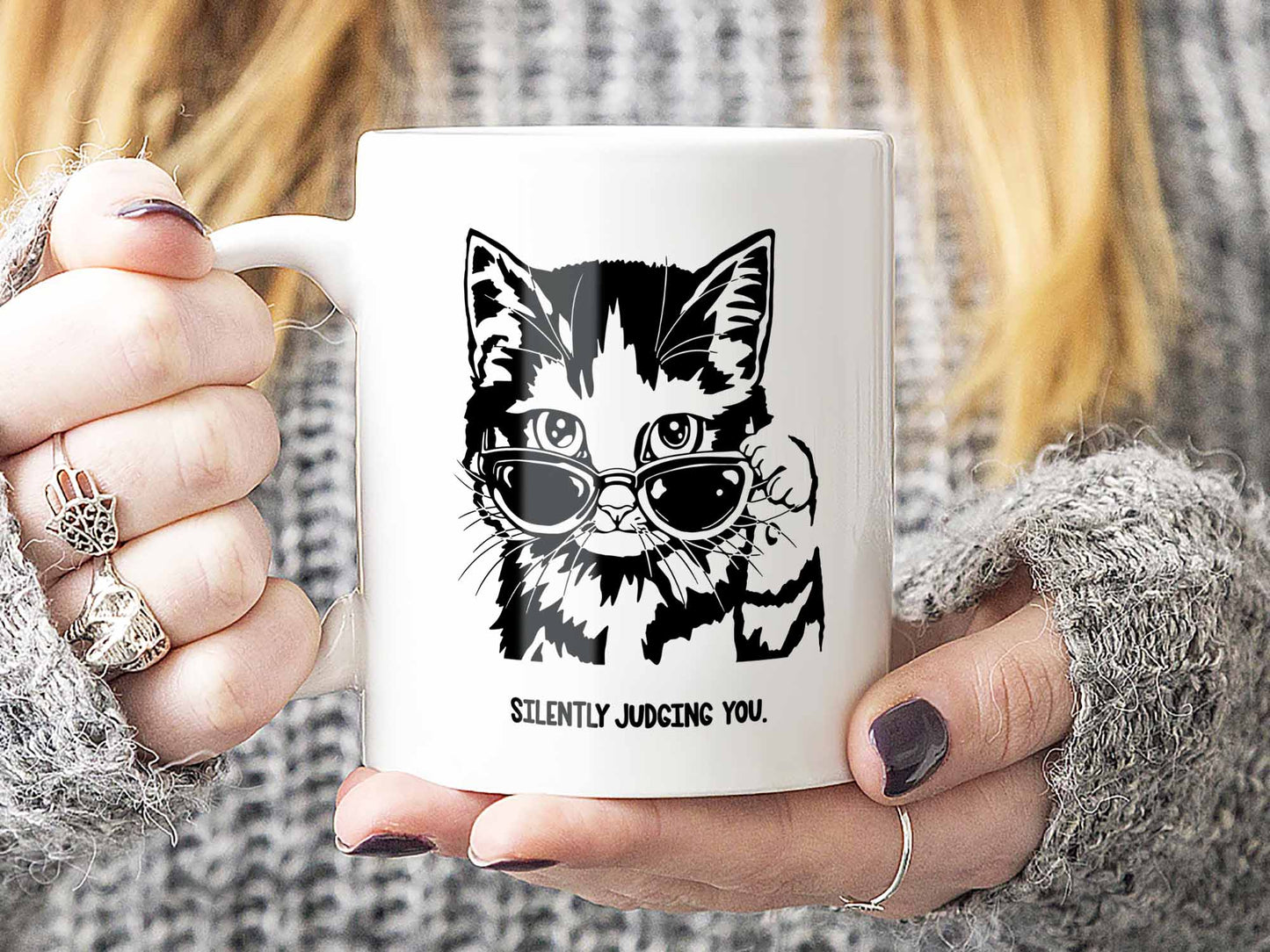 Silently Judging Cat Coffee Mug