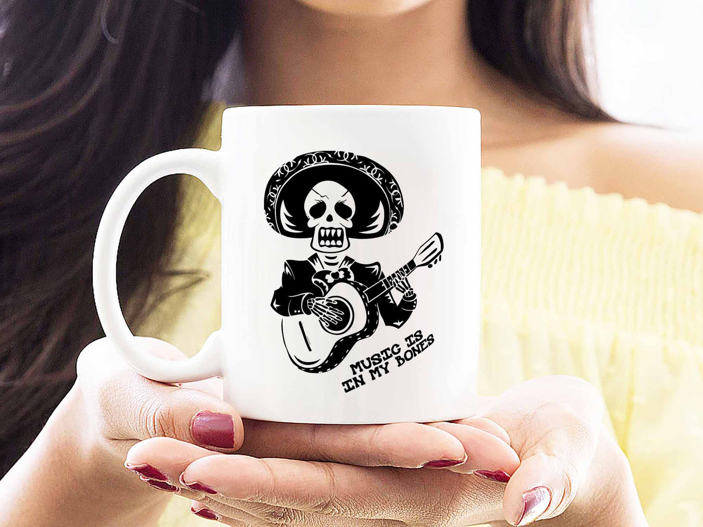 In My Bones Skeleton Guitar Coffee Mug