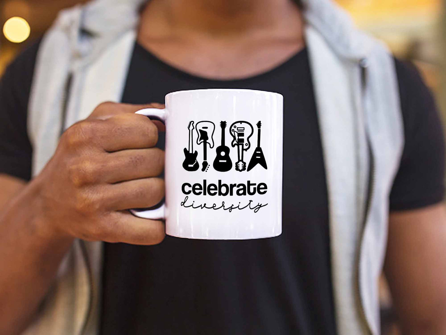 Celebrate Diversity Guitar Coffee Mug