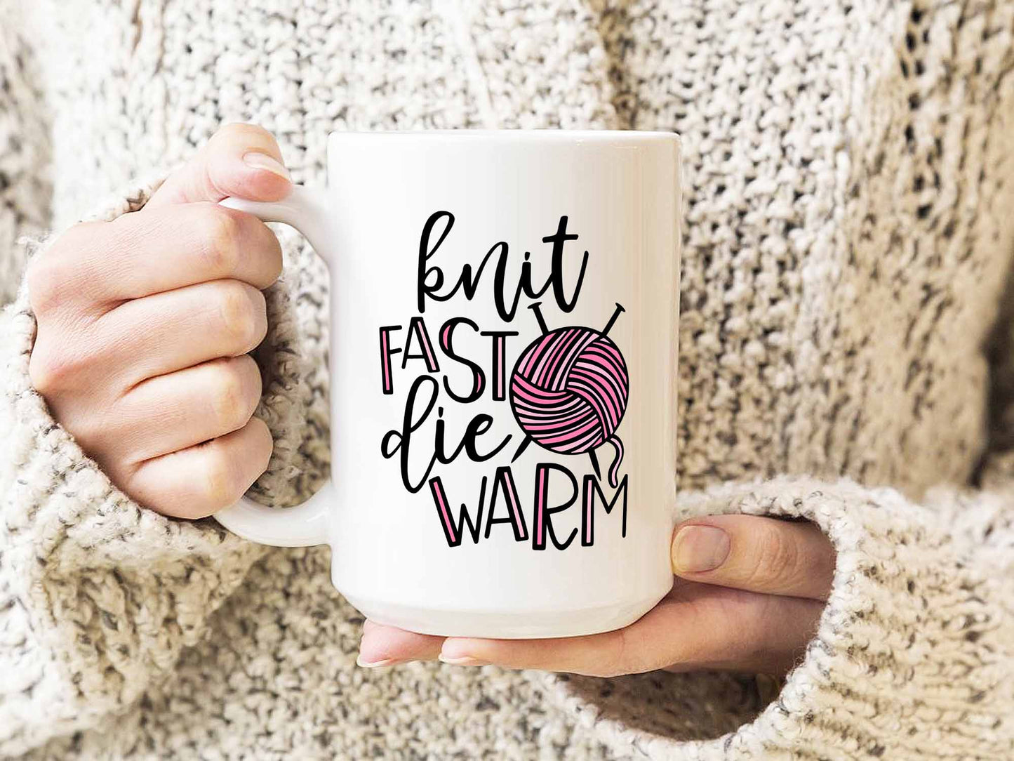 Knit Fast Die Warm Coffee Mug