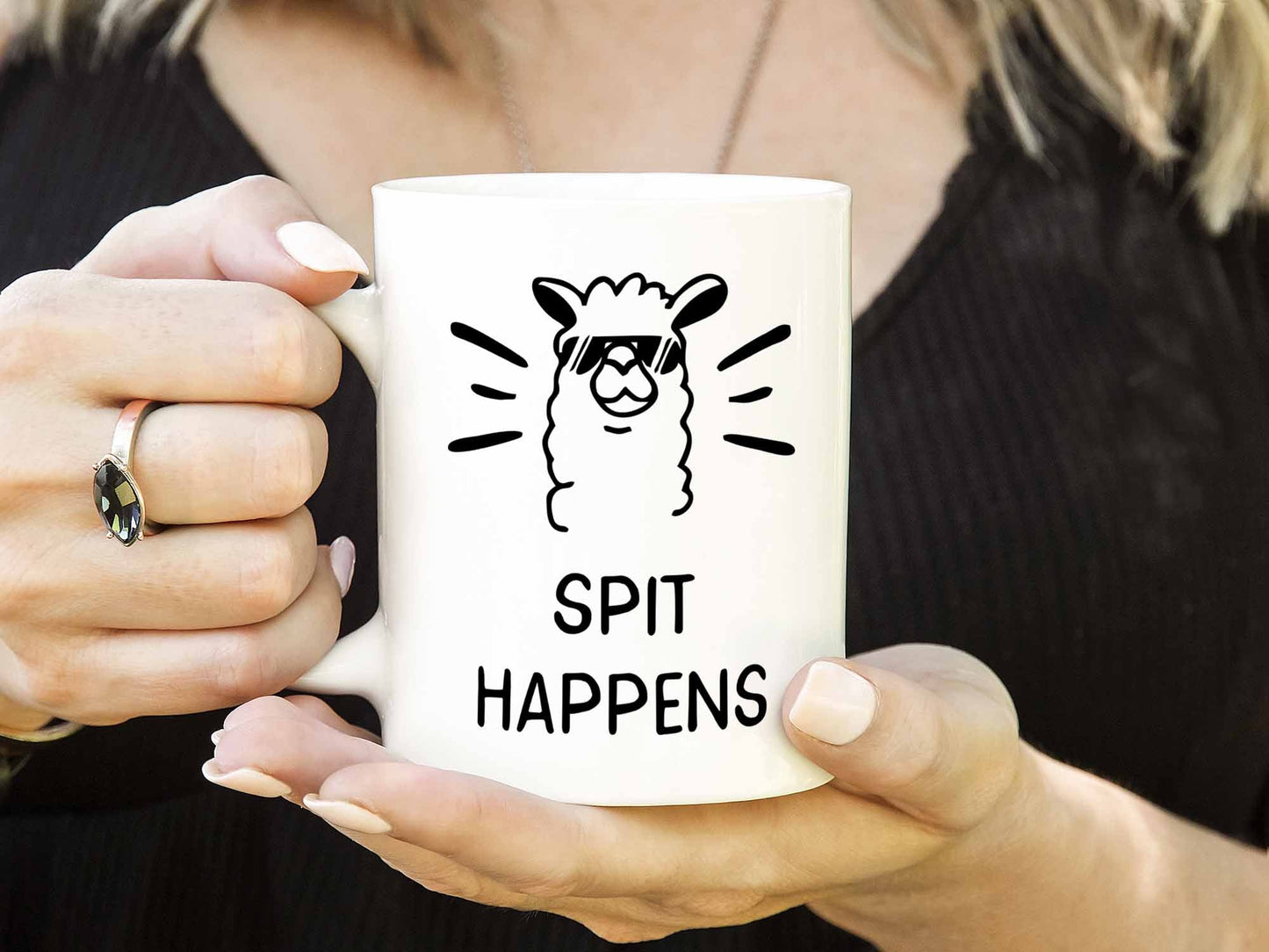 Spit Happens Llama Coffee Mug