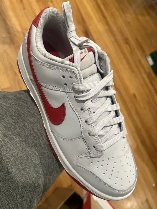 Size 9- Nike Dunk Low Athletic Department - Picante Red Grey Varsity Red White
