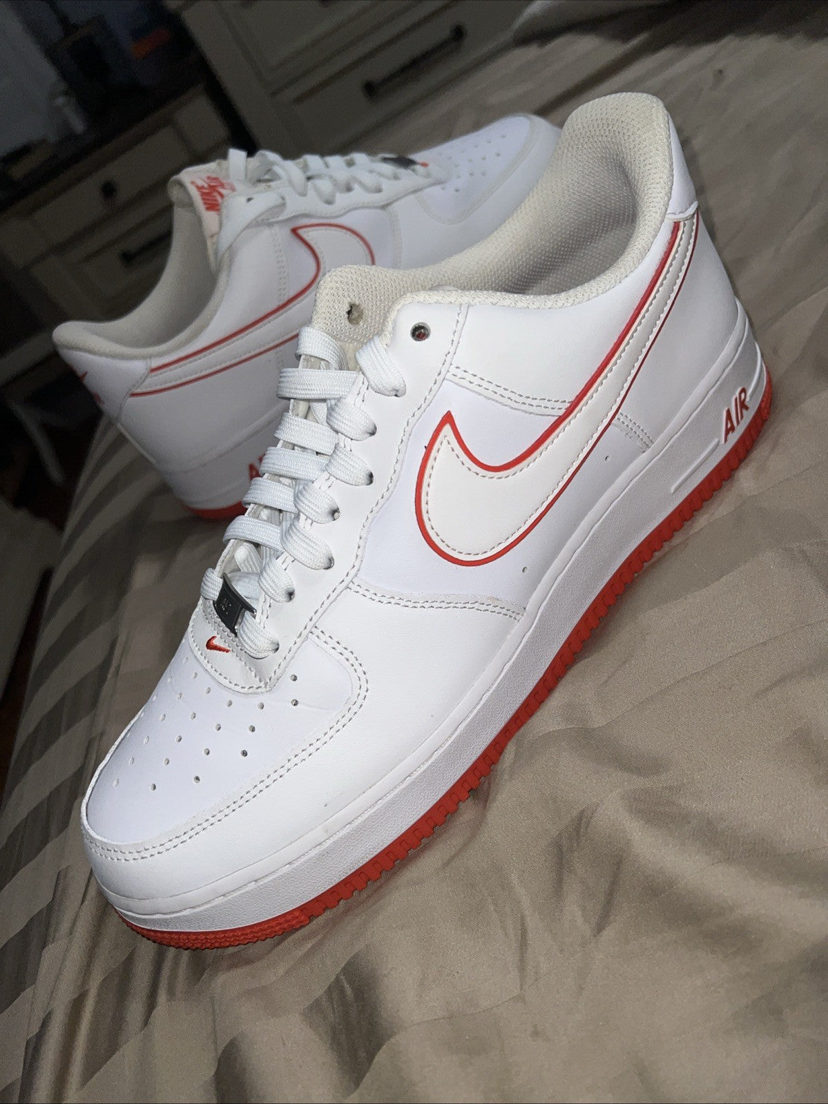 Size 10 - Nike Air Force 1 '07 White Picante Red
