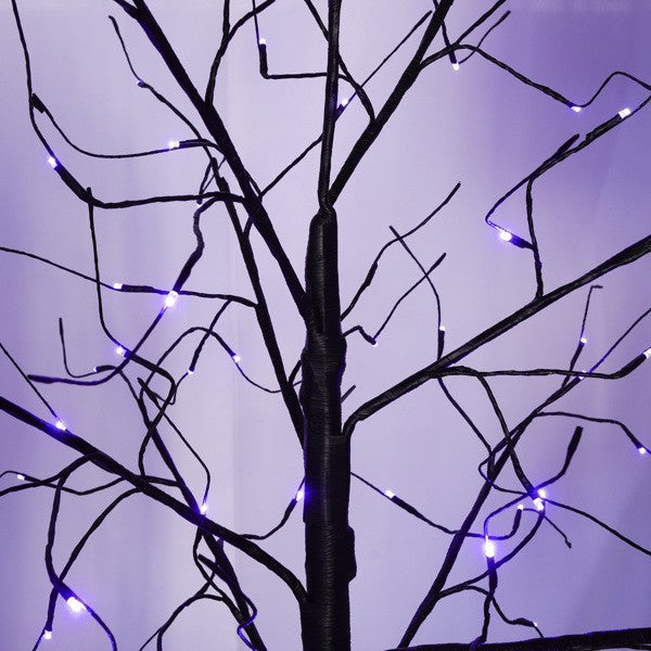 Set Of 3 Halloween Ghost Trees With Purple Lights, 4 Feet, 5 Feet, And 6 Feet, B
