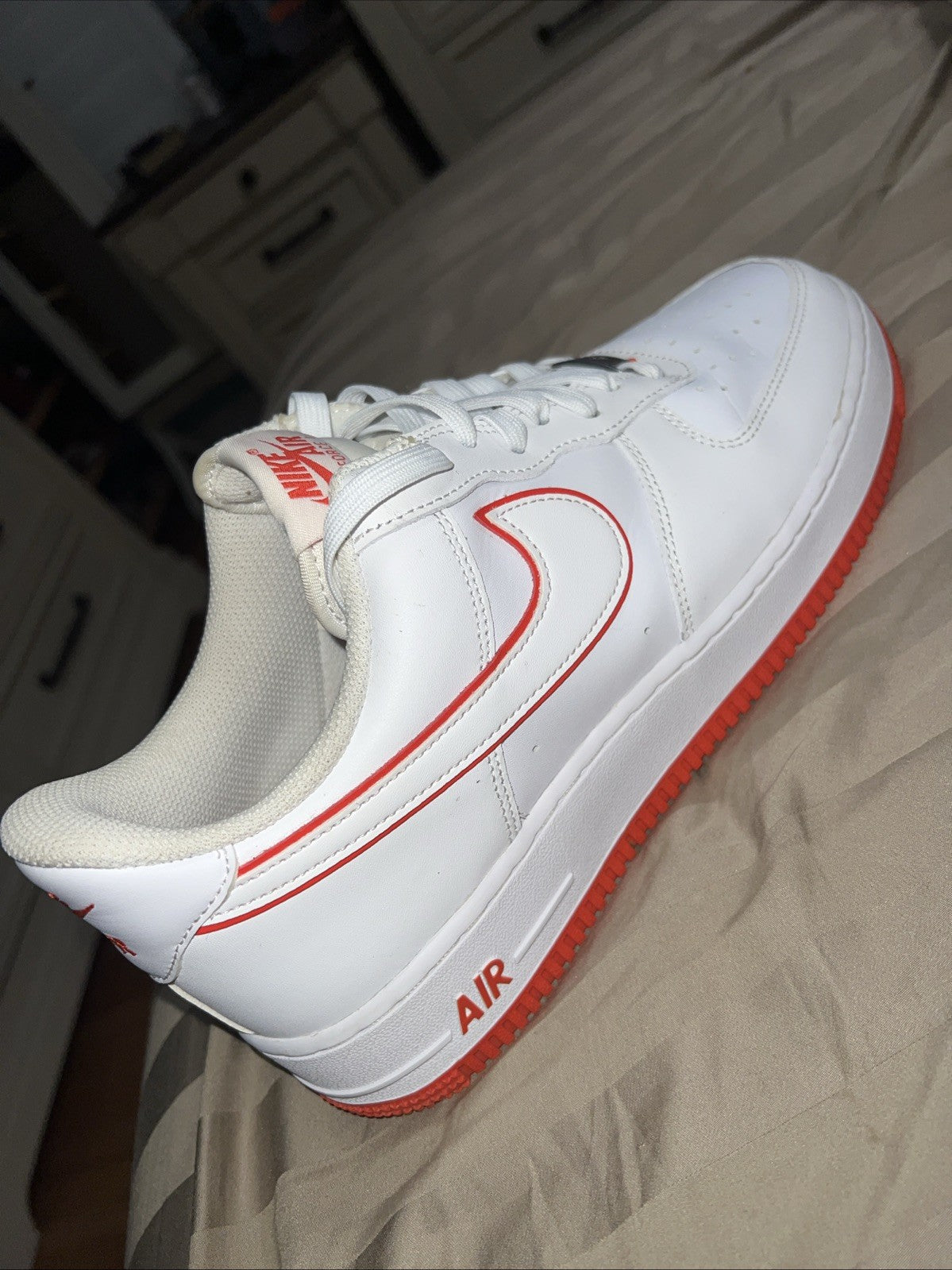 Size 10 - Nike Air Force 1 '07 White Picante Red