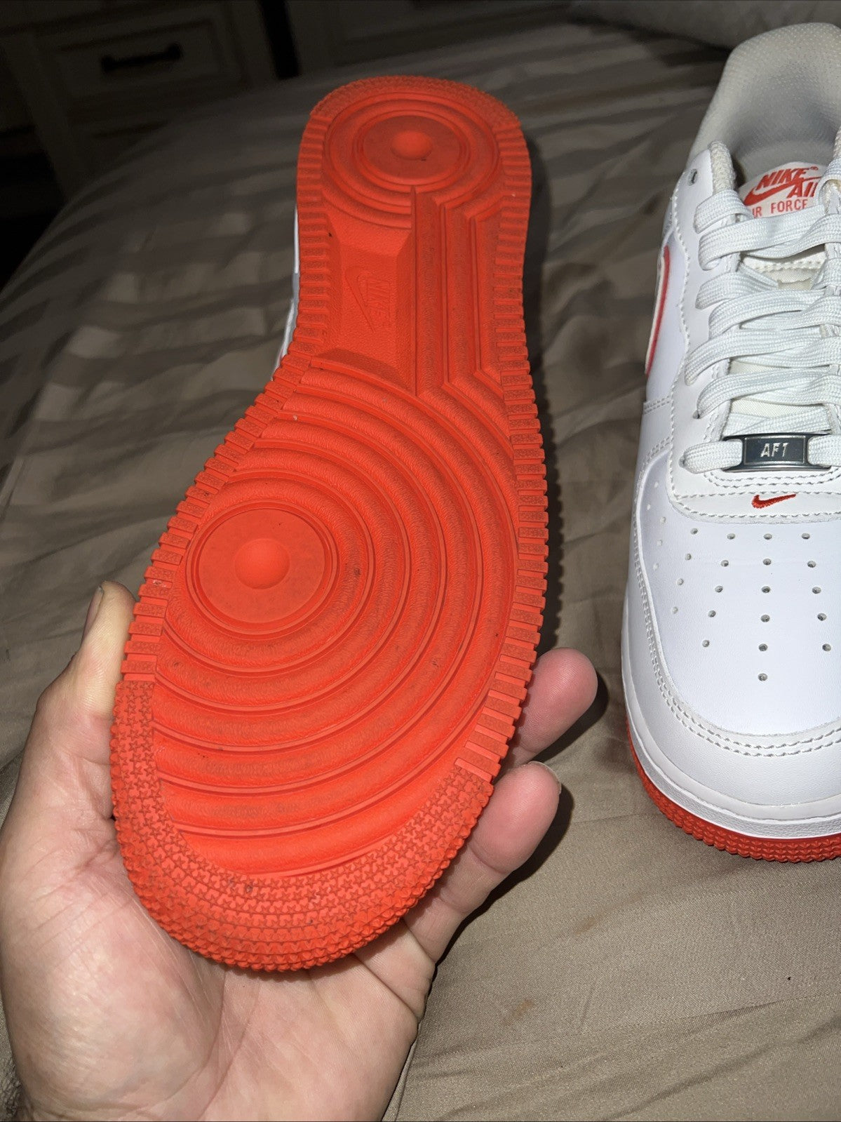Size 10 - Nike Air Force 1 '07 White Picante Red
