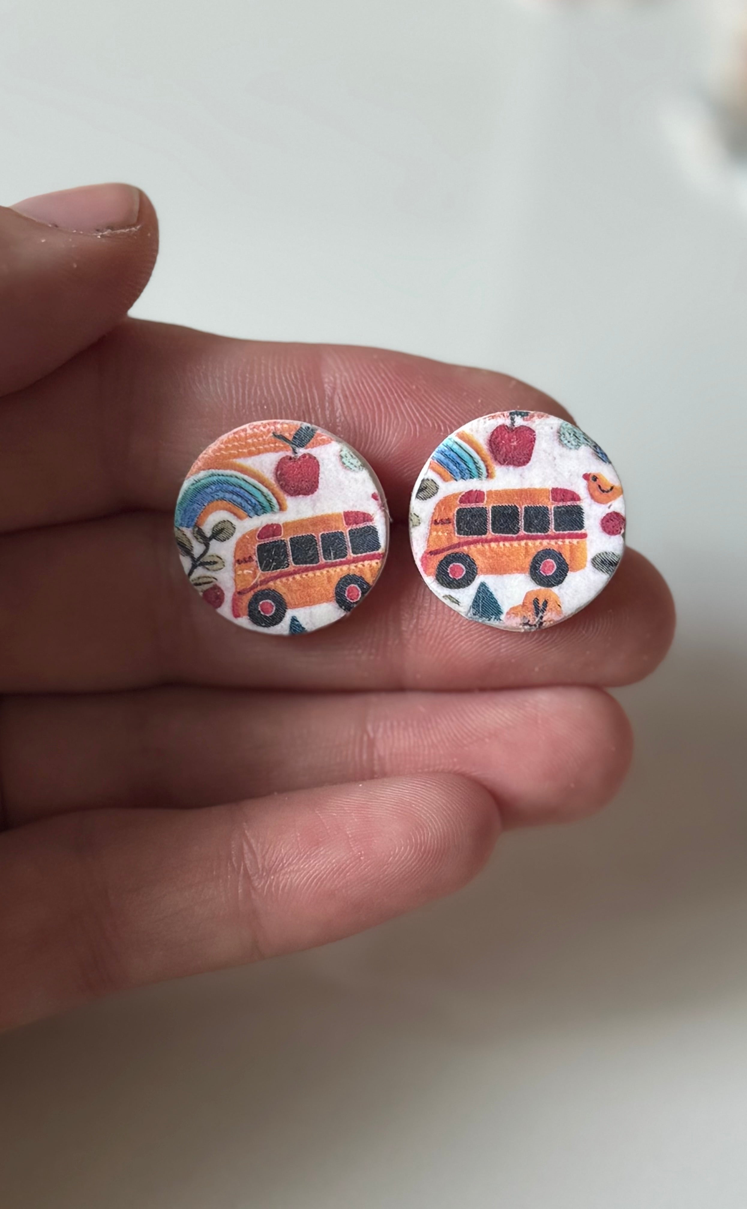 School Bus Nickel Stud Earrings