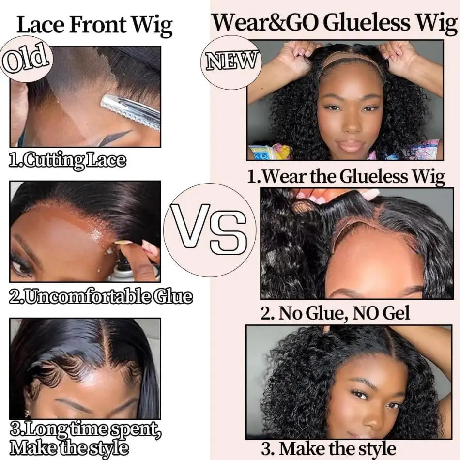 Curly Wigs Glueless Preplucked Human Wigs Ready To Go Short Bob Wig 5X5 Pre Cut Wig 4X4 Deep Wave 100% Closure Wigs For Women