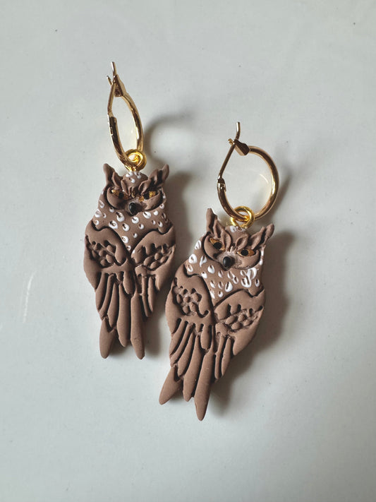 Owl Hoop Earrings