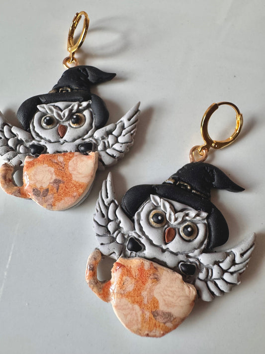 Owls in Teacups Earrings