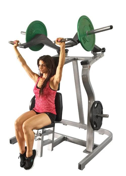 Power Leverage Iso Lateral Shoulder Press - Muscle D Fitness - Adjustable Seat - Weight Storage Pegs - Plate Load MIlitary Press