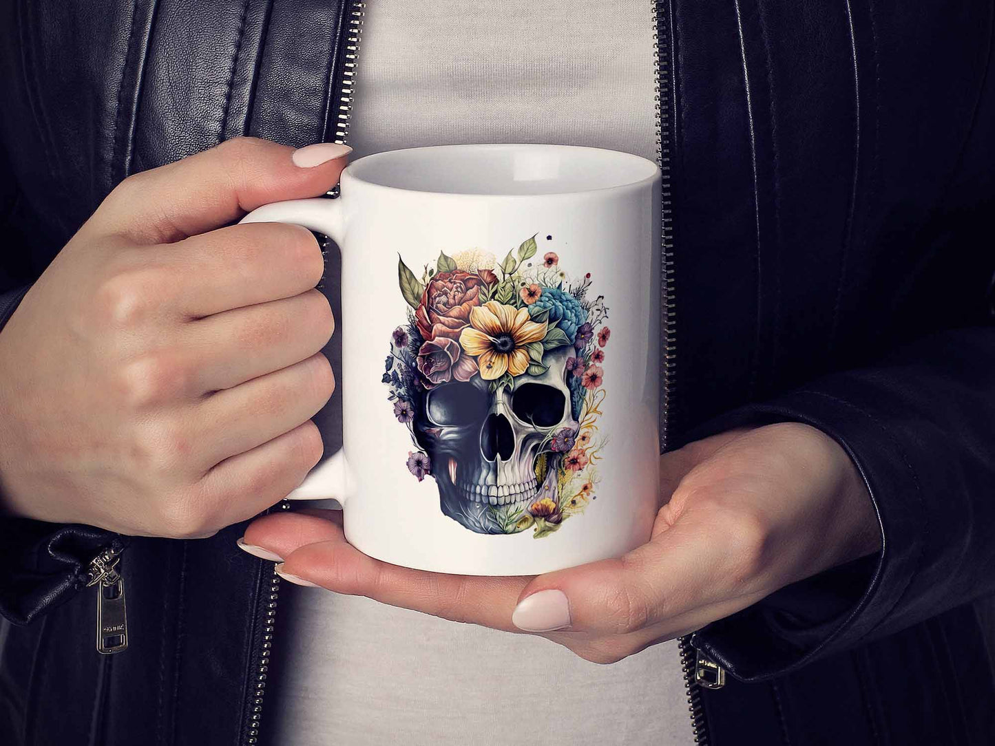 Boho Flower Skull Coffee Mug