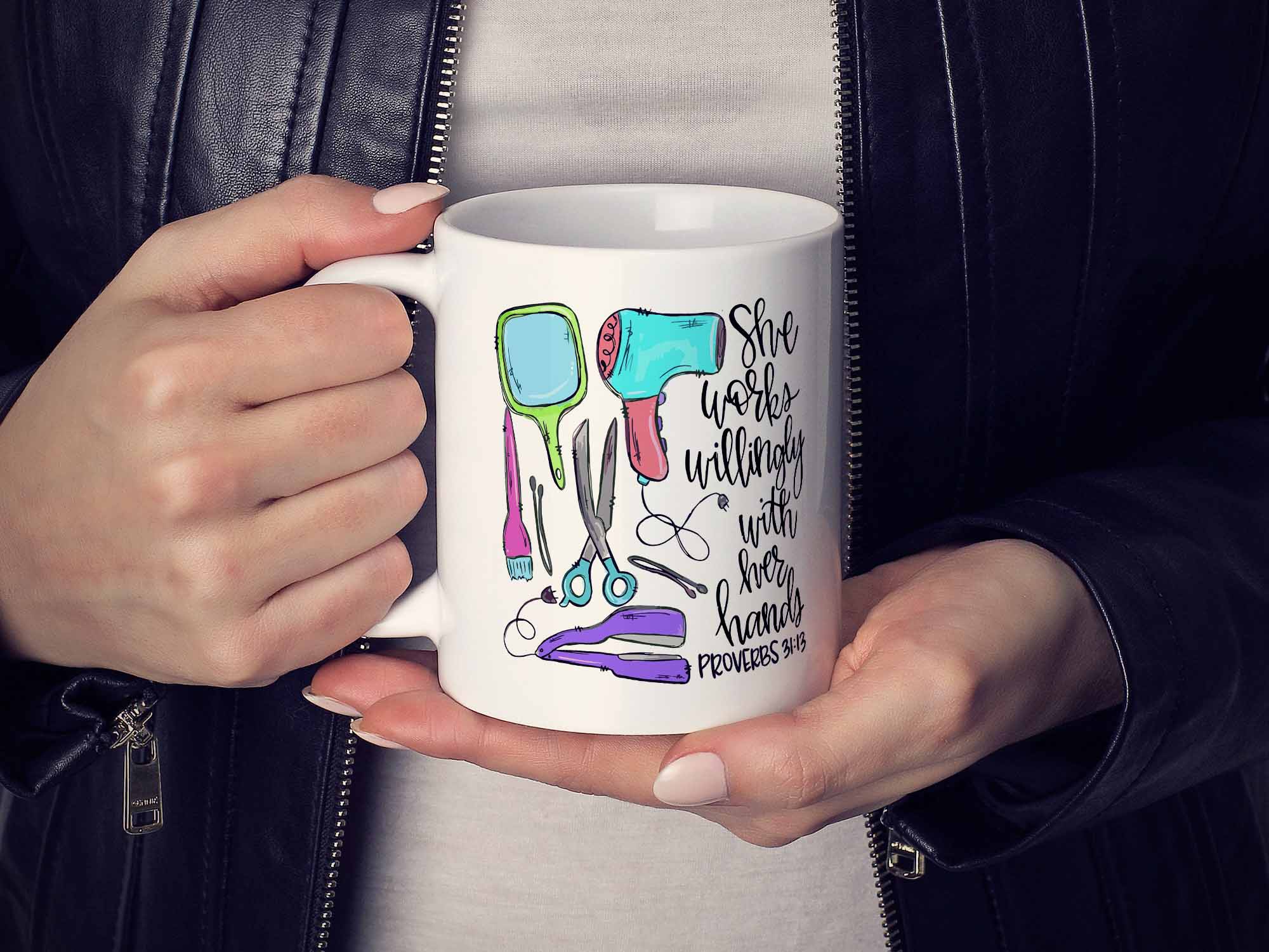 With Her Hands Stylist Coffee Mug