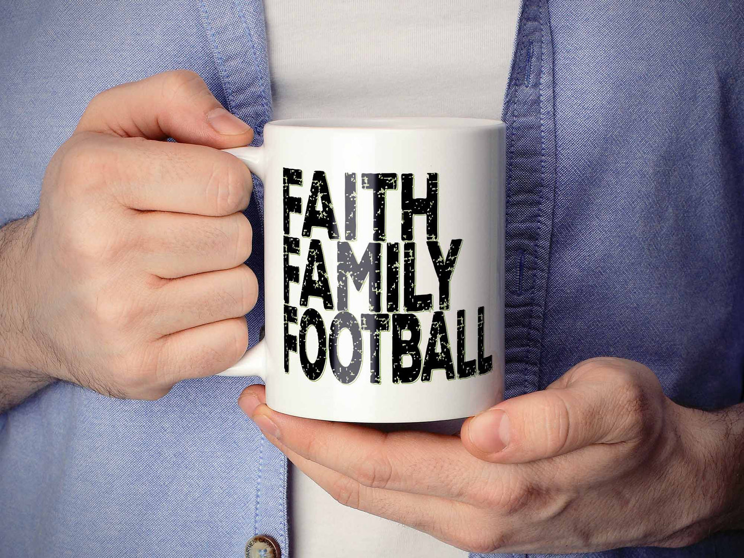 Faith Family Football Coffee Mug