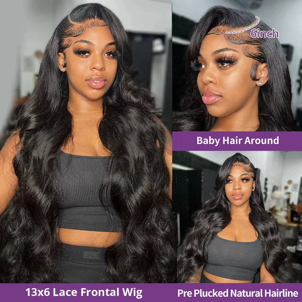 220% Body Wave 13x6 Lace Front Human Hair Wigs Brazilian 30 40 Inch 13x4 Transparent Lace Frontal Wig For Women