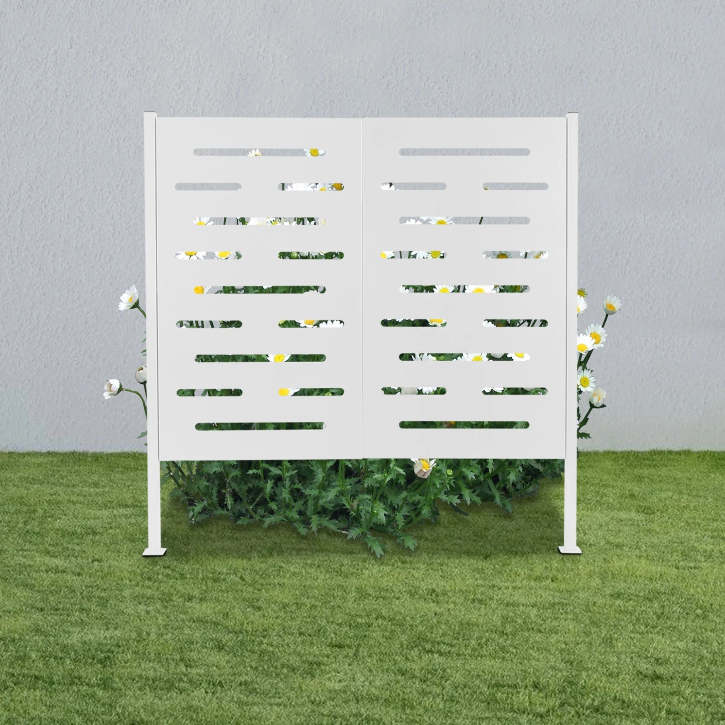 Freestanding Privacy Screens 3 Panels Iron Air Conditioner Fence with Pool Equipment Enclosure for Outdoor Yard Hide AC & Trash