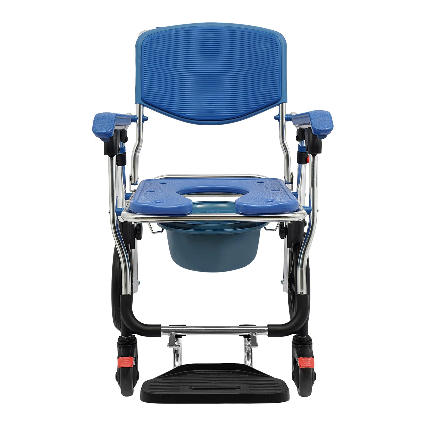 Folding Shower Commode Wheelchair Scratch-Resistant Shower Chair with Wheels Easy to Store for Families/Hospitals/Nursing Center