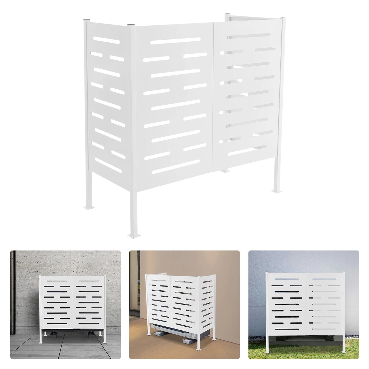 Freestanding Privacy Screens 3 Panels Iron Air Conditioner Fence with Pool Equipment Enclosure for Outdoor Yard Hide AC & Trash