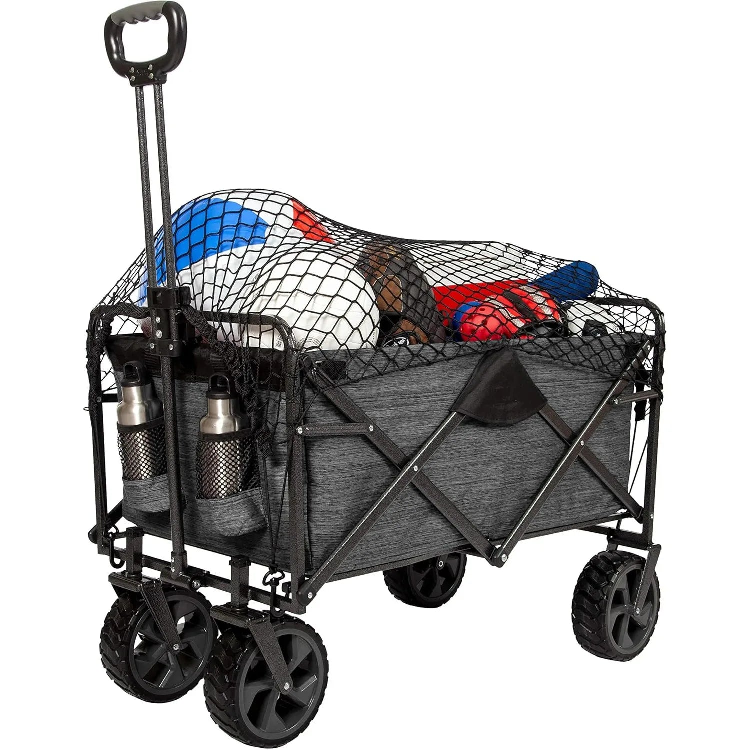 XL Heavy Duty Collapsible Outdoor Folding Camping Gear Grocery Cart Portable Lightweight Utility Adjustable Rolling Cart