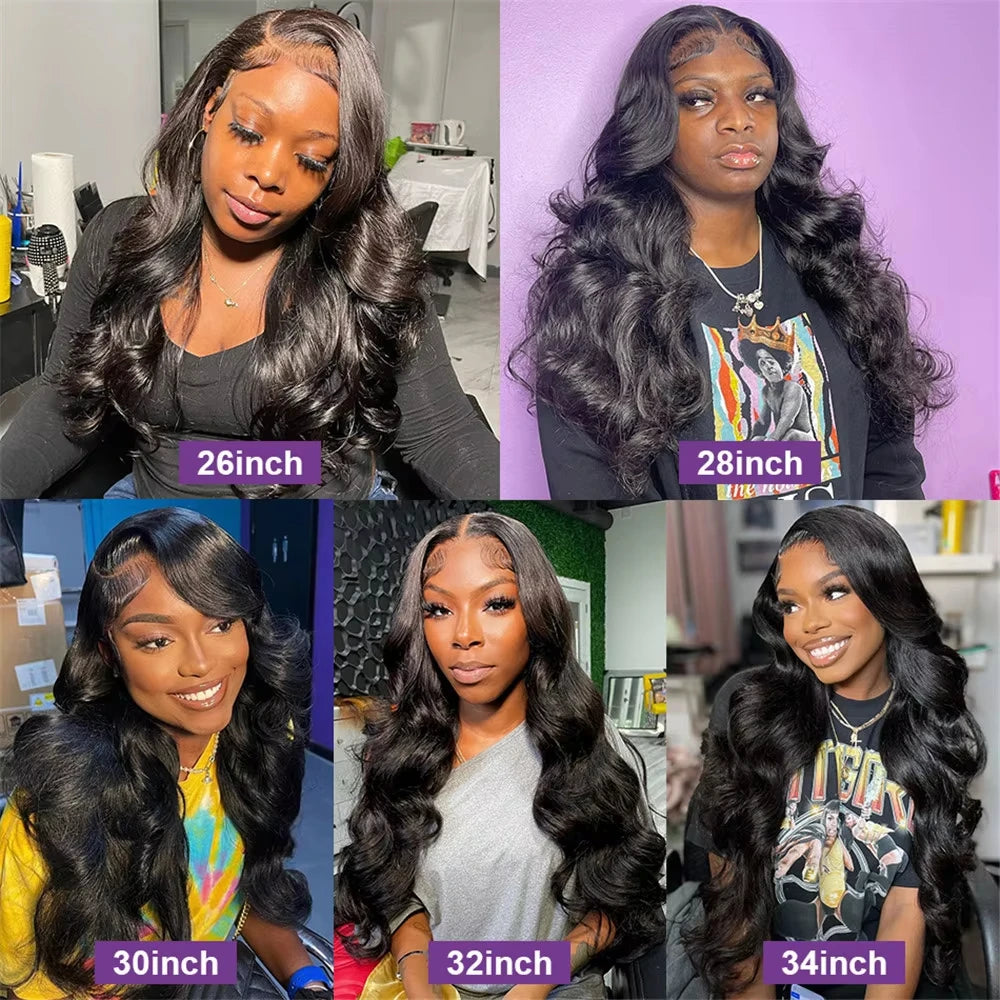 220% Body Wave 13x6 Lace Front Human Hair Wigs Brazilian 30 40 Inch 13x4 Transparent Lace Frontal Wig For Women