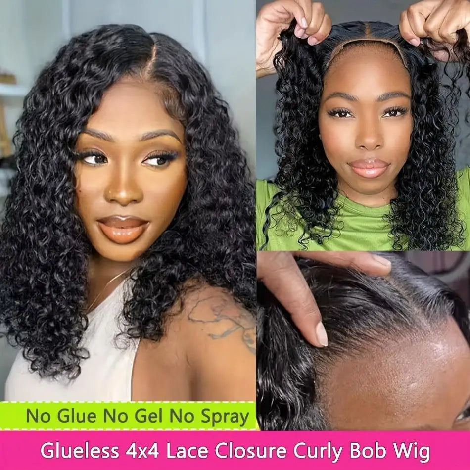 Curly Wigs Glueless Preplucked Human Wigs Ready To Go Short Bob Wig 5X5 Pre Cut Wig 4X4 Deep Wave 100% Closure Wigs For Women