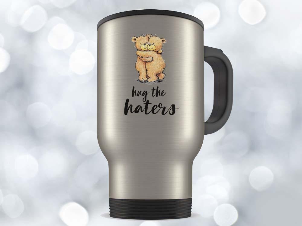 Hug the Haters Bear Coffee Mug