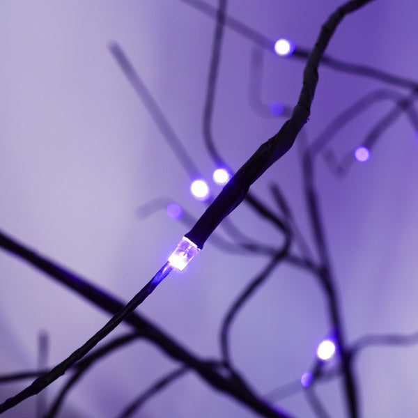 Set Of 3 Halloween Ghost Trees With Purple Lights, 4 Feet, 5 Feet, And 6 Feet, Black Glowing Trees For Halloween Decoration