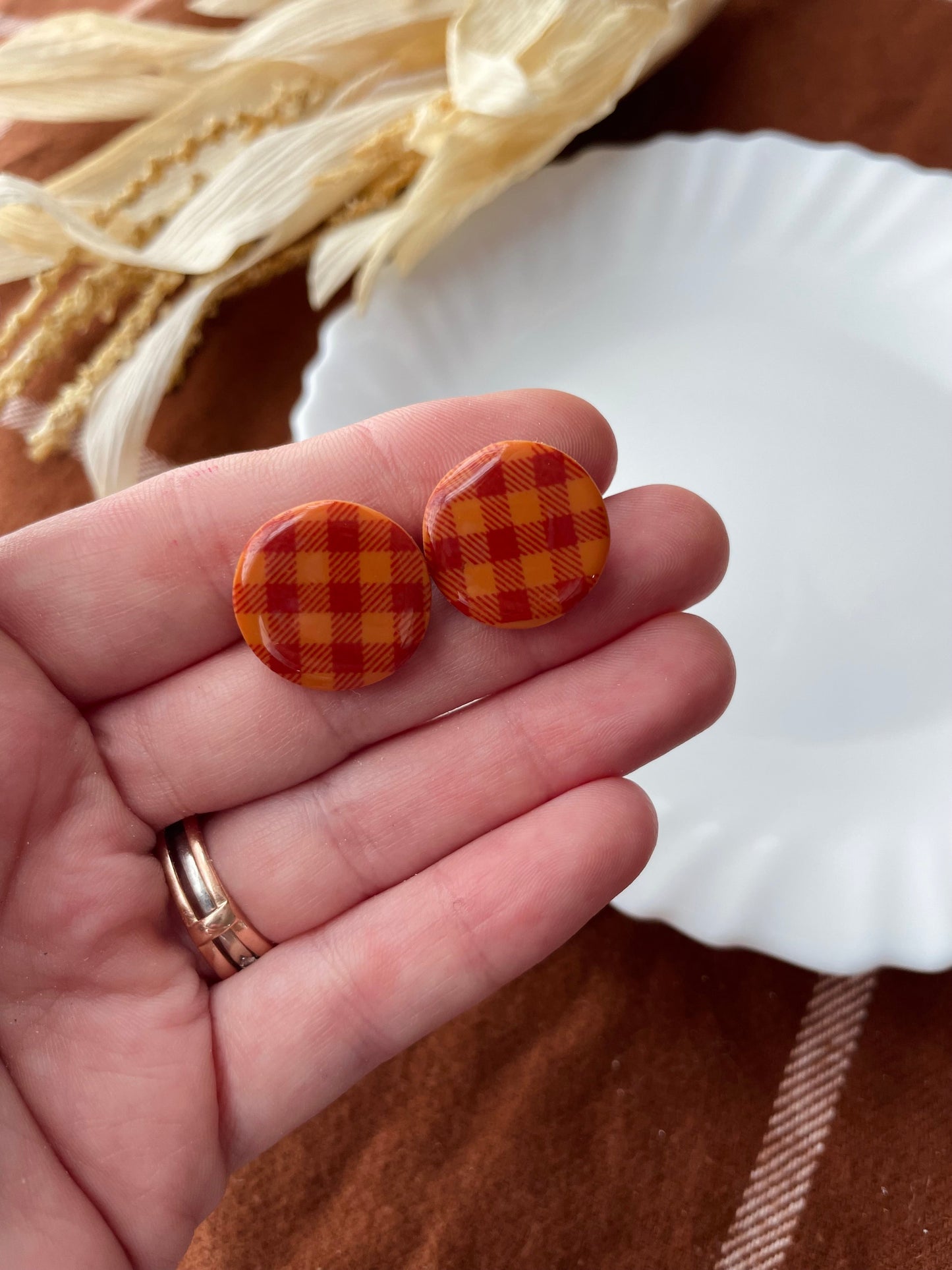 Plaid Nickel Studs