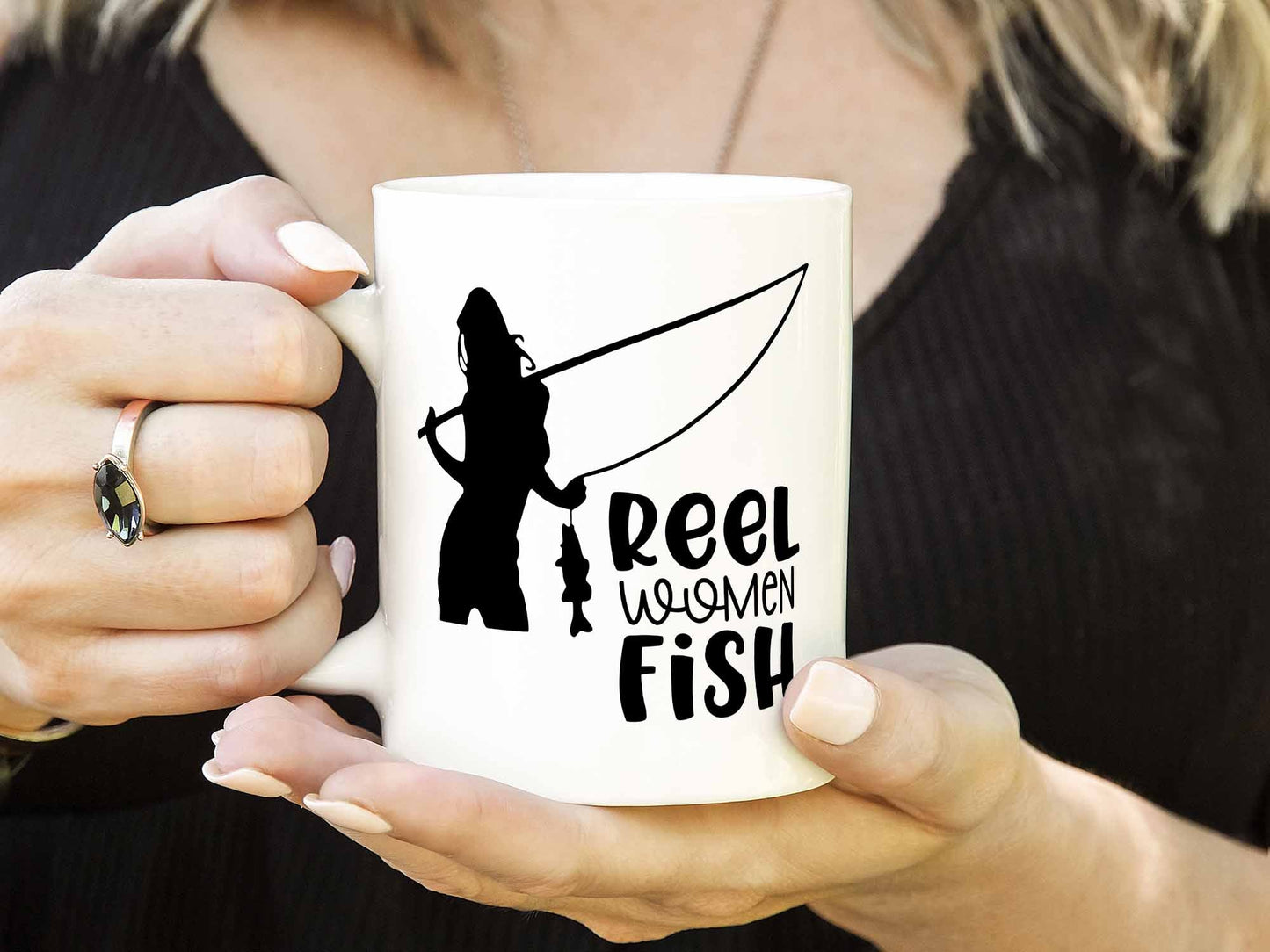 Reel Women Fish Pink Coffee Mug