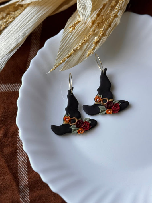 Floral Witch Hat Earrings