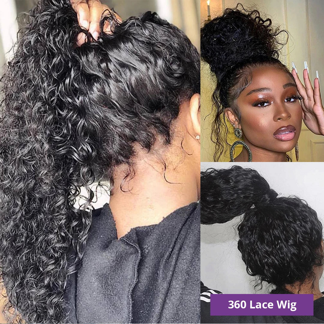 13x6 Hd Lace Deep Wave Frontal Wig Curly Human Hair 100% Preplucked Water Wave Front Wigs For Black Women Brazilian 200 Density