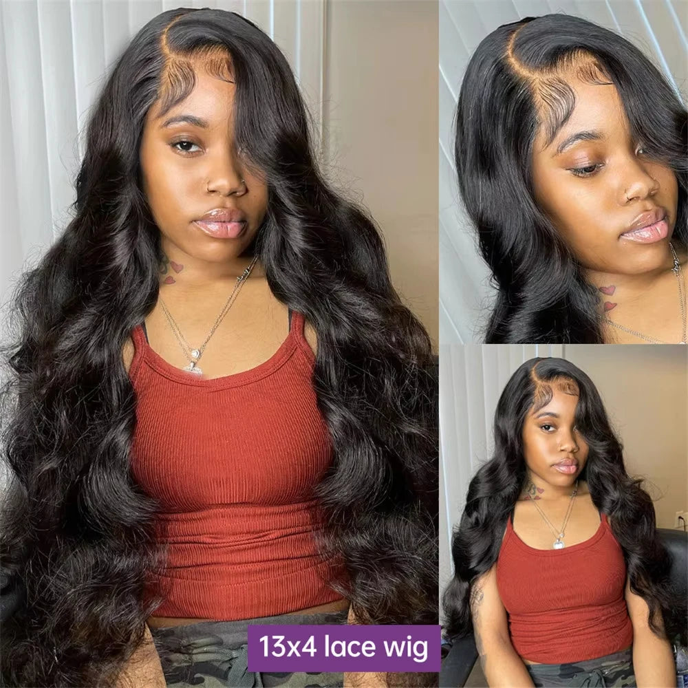 220% Body Wave 13x6 Lace Front Human Hair Wigs Brazilian 30 40 Inch 13x4 Transparent Lace Frontal Wig For Women